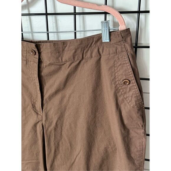 Talbots Cropped Capri Pants‎ Womens 16 Brown Summer Cottage Coastal Boho - Picture 2 of 11